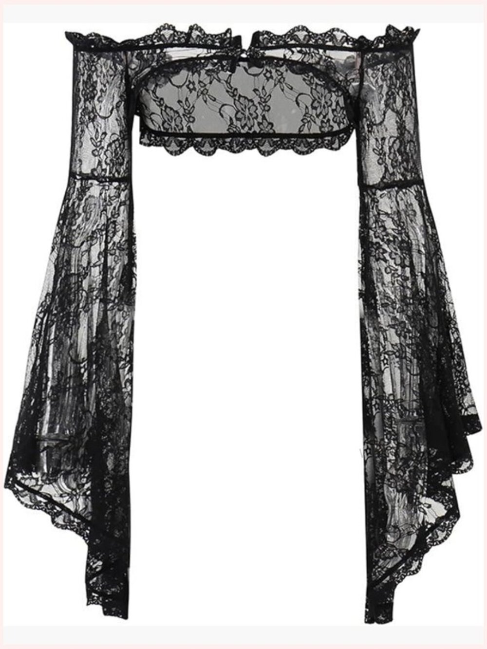 Sheer Mesh Bell Sleeve Crop Top Bolero Shrug - Picture 1 of 6